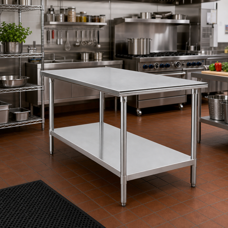 Product image #2 for Advance Tabco 72 Inch x 30 Inch Stainless Steel Flat Top Work Table with Adjustable Undershelf