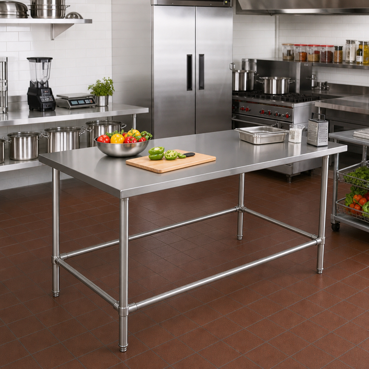 Product image #2 for 72-Inch x 36-Inch 18-Gauge 400-Series Stainless Steel Reinforced Top Work Table