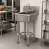 Thumbnail image #2 for Advance Tabco Freestanding Stainless Steel Service Sink with 24 x 18 x 12 Deep Bowl, Gooseneck Faucet, and Rear Basket Drain