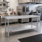 Thumbnail image #2 for Duke Manufacturing 314-3084 84 x 30-Inch Stainless Steel Work Table with Galvanized Undershelf, No Backsplash, 36-Inch High