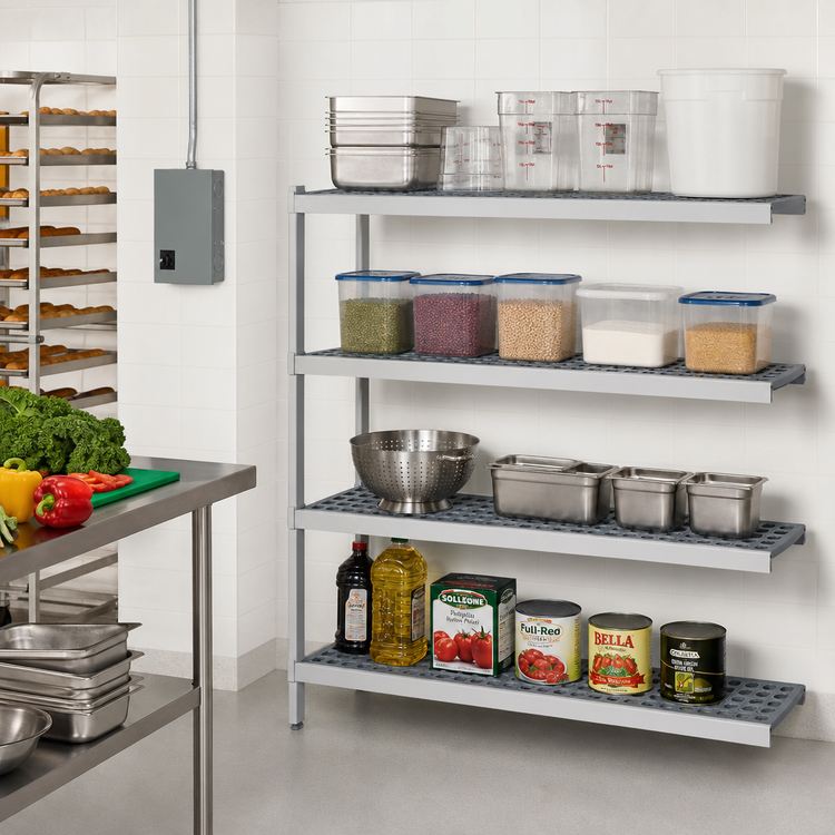 Product image #2 for Fermostock 4-Tier Polymer Shelving Expansion Unit, 52W x 18D x 66H, Perforated, Gray