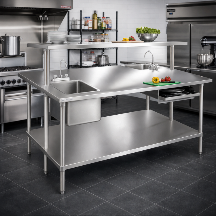 Product image #2 for Advance Tabco 60" x 48" 14-Gauge 304 Stainless Steel Flat Top Work Table