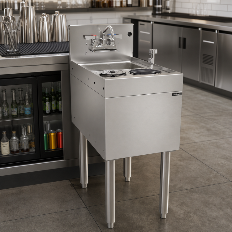 Product image #2 for Glastender 14-Inch Freestanding Underbar Mixology Unit with Sink, Rinser Faucet and Tool Well