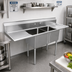 Thumbnail image #2 for Omcan 2-Compartment Pot Sink with Left & Right Drainboards, 72-Inch, 304 Stainless Steel