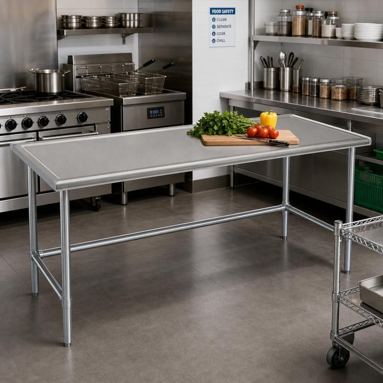 Product image #2 for Spec-Master Marine Series 72 Inch x 30 Inch 14-Gauge Stainless Steel Work Table with Galvanized Open Base