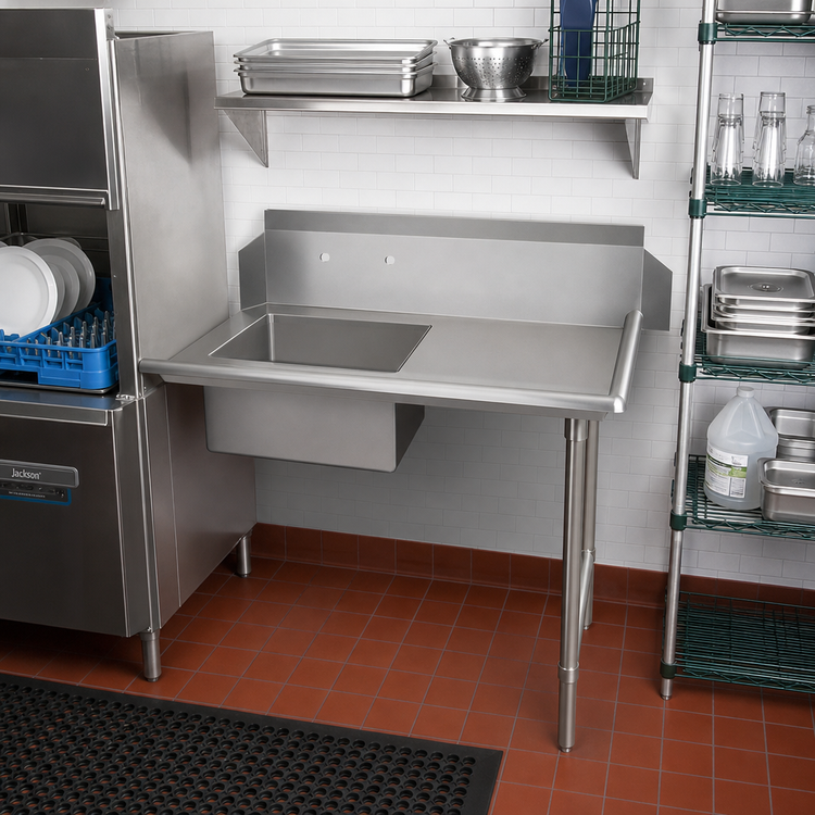 Product image #2 for John Boos Straight Soiled Dish Table, Right-to-Left, 26 x 30 x 44 Inches, 10 Inch Boxed Backsplash