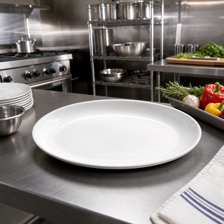 Product image #2 for Winco Specialty Deep Oval Porcelain Platter, 19 x 13-3/4 x 2-1/4 Inches, White