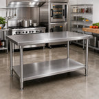 Thumbnail image #2 for John Boos SSK4-4860 60"W x 48"D 14-Gauge 300 Series Stainless Steel Work Table Undershelf, NSF