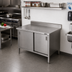 Thumbnail image #2 for John Boos 36-Inch x 30-Inch Stainless Steel Enclosed Base Work Table with Sliding Doors and 5-Inch Backsplash