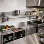 Thumbnail image #2 for Eagle Group CLHDWS-21120 Heavy-Duty Stainless Steel Wall-Mounted Shelf, 120"W x 21"D, 4 Support Brackets