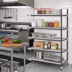 Thumbnail image #2 for Cambro Camshelving® Elements EXA245464V5480 5-Tier Vented Polymer Shelving Add-On Unit, 24 x 54 x 64 in, Speckled Gray