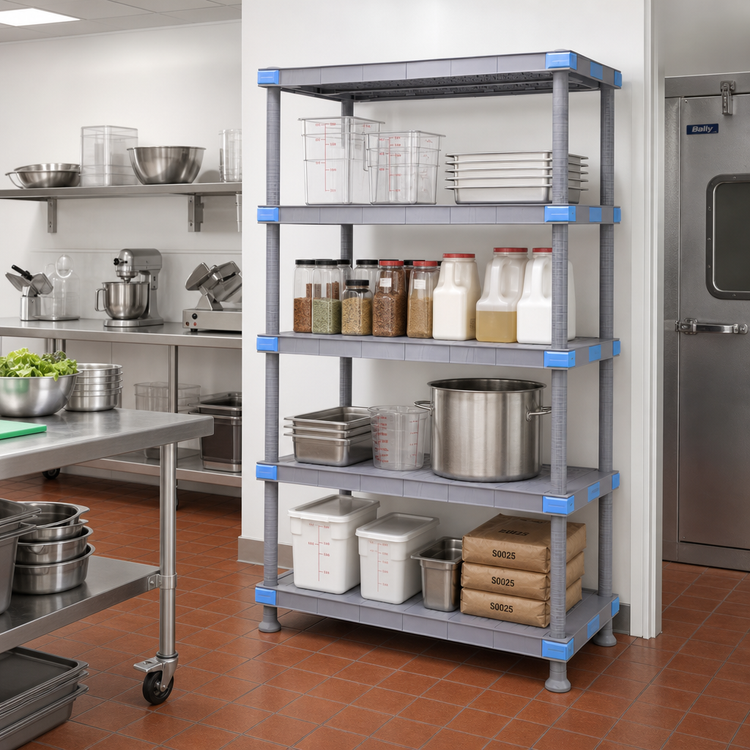 Product image #2 for Quantum Millenia 42"W x 21"D x 86"H Gray Polymer Solid Shelving Starter Unit, 4 Shelves