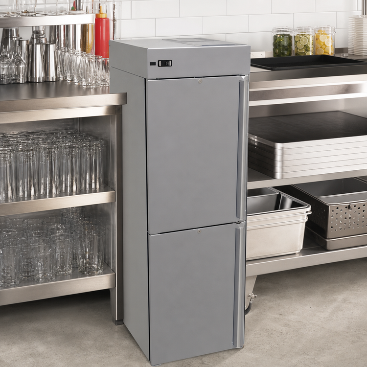 Product image #2 for Glastender One-Zone Top-Serviced High-Profile 24-Inch Wide Two-Section Half-Door Back Bar Cooler