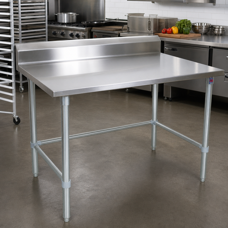 Product image #2 for John Boos Stallion 84-Inch x 24-Inch Stainless Steel Work Table with 5-Inch Backsplash and Galvanized Base
