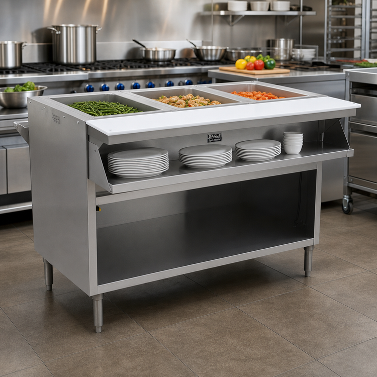 Product image #2 for Eagle Spec-Master 48-Inch Open Front Sealed Well Hot Food Table, 3-Well Electric, 208V