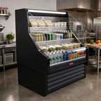 Thumbnail image #2 for Howard-McCray 35E Series SC-OS35E-3C-B-LED 39-Inch Curved-End Black Self-Contained Open Merchandiser Cooler with LED Lighting