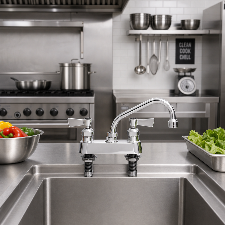 Product image #2 for Fisher Deck Mount Manual Faucet with 10-Inch Swing Spout, 4-Inch Centers
