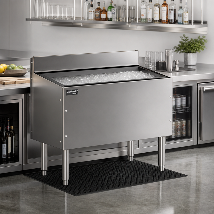 Product image #2 for Glastender CHOICE Extra Deep Underbar Ice Bin with 10-Circuit Cold Plate, 48 Inch W x 19 Inch D