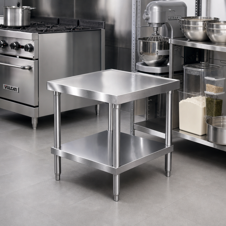 Product image #2 for Klinger's Trading Stainless Steel Mixer Table with Undershelf and Legs, 24 x 24 x 24 Inches