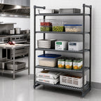 Thumbnail image #2 for Cambro Camshelving® Basics Plus CBU184864V5580 5-Tier Vented Polymer Shelving Stationary Starter Unit, 18 x 48 x 64 Inches, Brushed Graphite