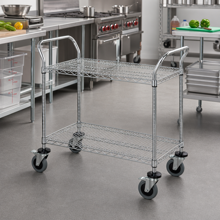 Product image #2 for Quantum Conductive Two-Shelf Utility Cart, 36 x 24 x 37-1/2 Inches, Chrome Plated