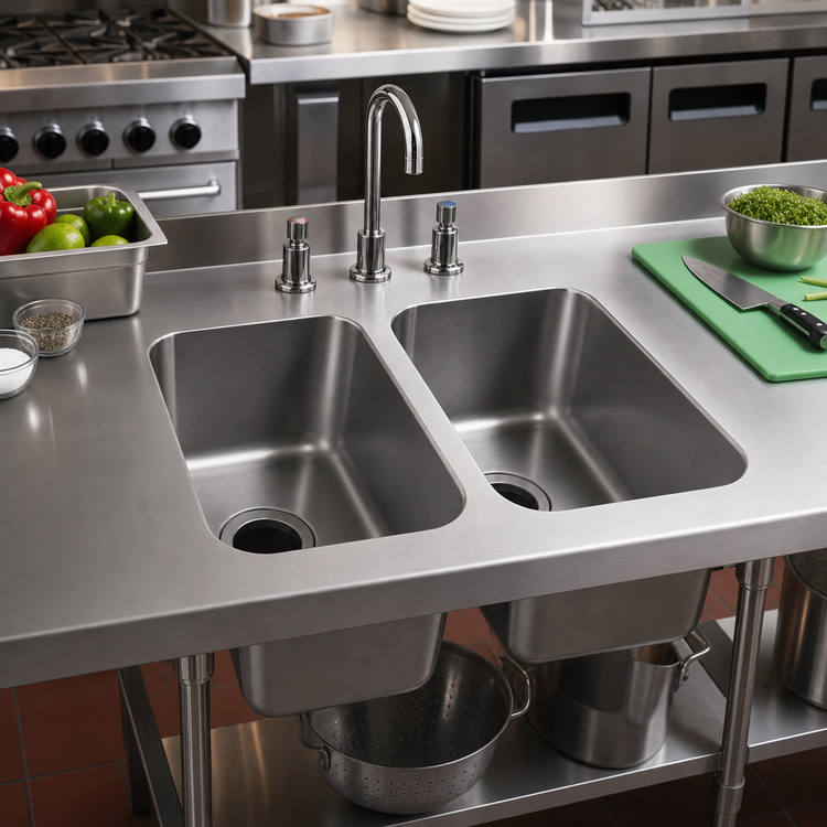 Product image #2 for Vollrath 9102-1 Weld-In Undermount Two-Compartment Stainless Steel Sink