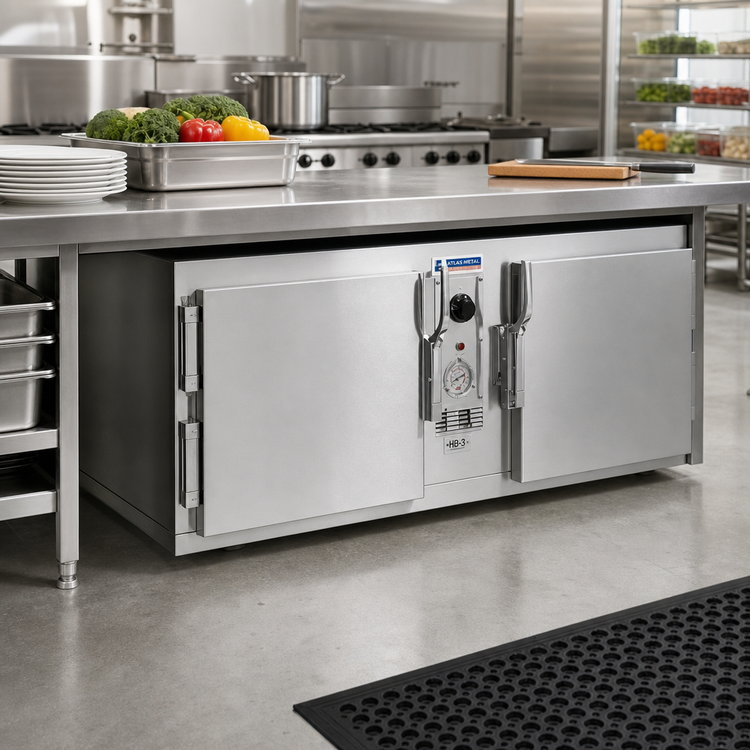 Product image #2 for Atlas Metal HB-3 Undercounter Slide-In Heated Base with 4 Full-Size Pan Capacity