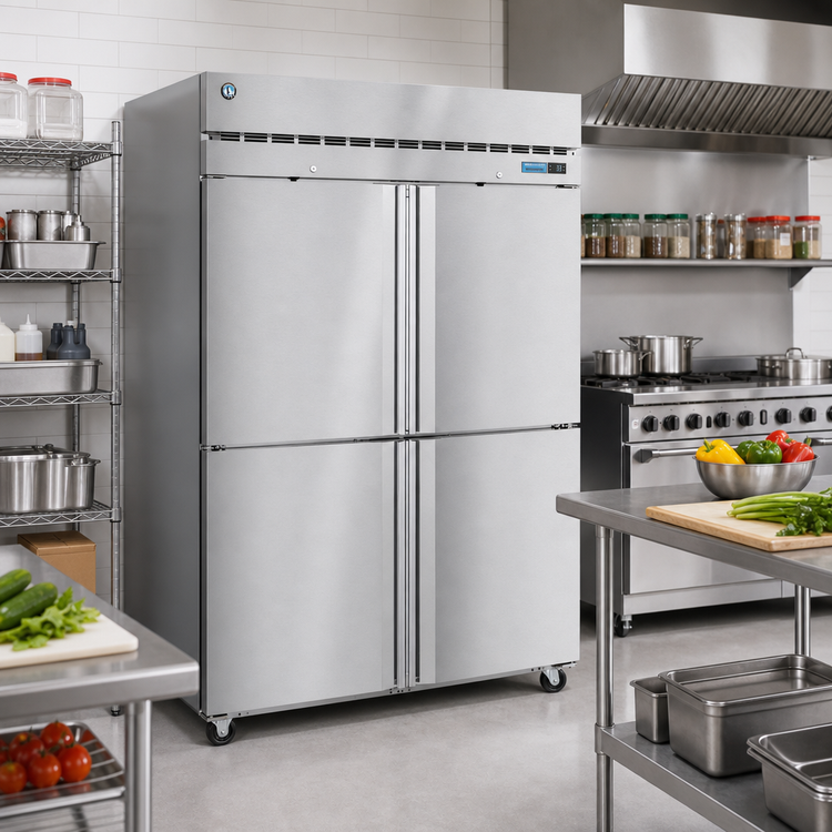 Product image #2 for Hoshizaki Steelheart Two-Section Reach-In Refrigerator with Half-Height Solid Hinged Doors, 50.37 Cu. Ft., Top-Mounted Self-Contained