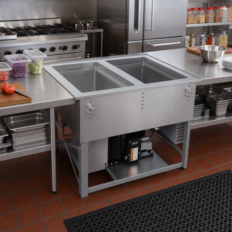 Product image #3 for Vollrath 2-Well Hot/Cold/Frozen Drop-In Food Well with Auto Drain, Self-Contained Refrigeration, 120V