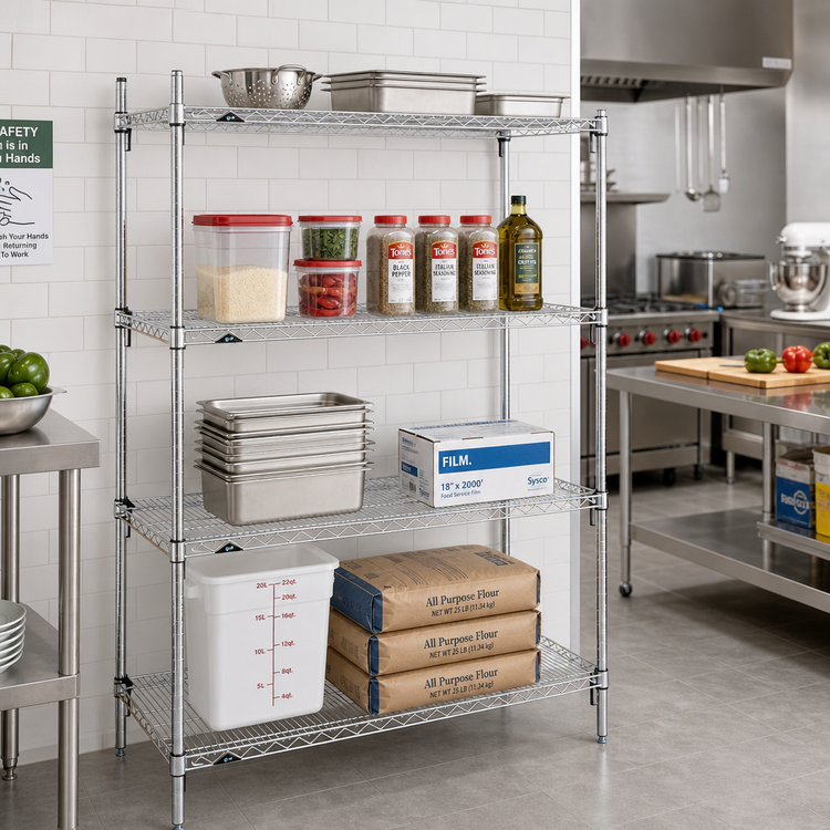 Product image #2 for Metro Super Adjustable Super Erecta Starter Wire Shelving Unit, 60W x 21D x 63H, 4 Shelves, Chrome Plated