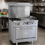 Thumbnail image #2 for Serv-Ware SGR-2B-24G 36-Inch Commercial Gas Range with 2 Open Burners, 24-Inch Griddle, and Standard Oven