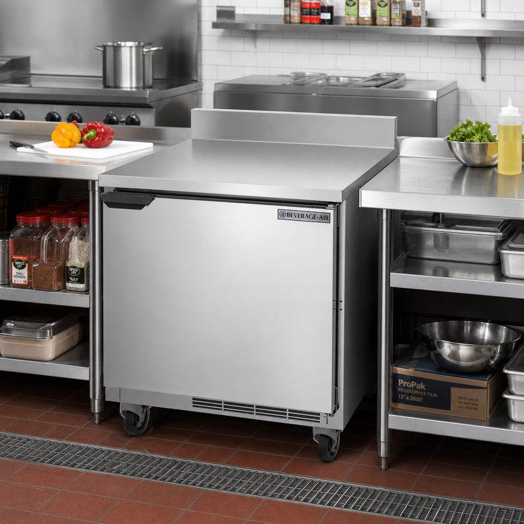 Product image #2 for Beverage-Air 32-Inch One-Section Worktop Refrigerator, 7.2 Cu. Ft., Solid Door, Foamed-In-Place Backsplash