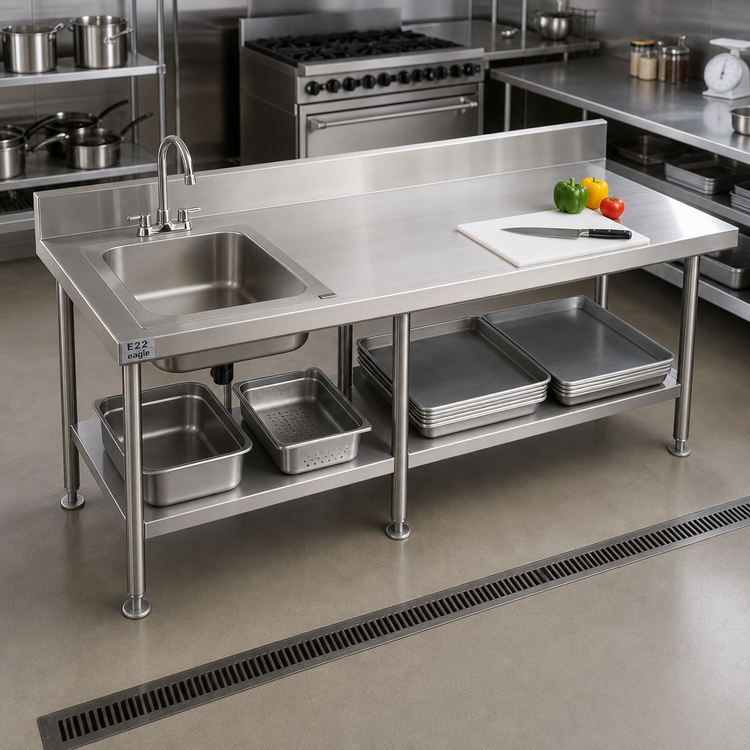 Product image #2 for Eagle Group E22 Single-Bowl Sink with Faucet and Basket Drain for 30-Inch Tables