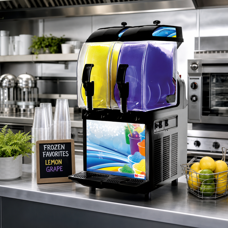 Product image #2 for Crathco I-PRO 2M Countertop Frozen Granita Dispenser with Light Panel, 2 x 2.9 Gallon Bowls