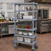 Thumbnail image #2 for Quantum Millenia Mobile Polymer Shelving Starter Unit with 5 Open Grid Shelves, 30W x 24D x 74H, Gray Finish