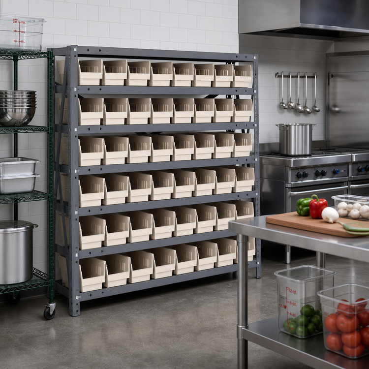 Product image #2 for Quantum Heavy-Duty Stationary Wire Shelving Unit with 7 Shelves and 48 Bins, 36 x 18 x 39 Inches