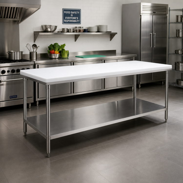 Product image #2 for Advance Tabco Poly-Vance 84" x 30" Poly-Top Work Table with Stainless Steel Undershelf