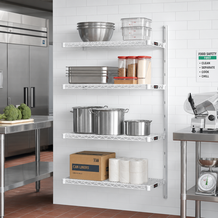 Product image #2 for EagleGard 4-Tier Add-On Wire Shelving Unit, 48"W x 18"D x 63"H, Hybrid Epoxy Finish