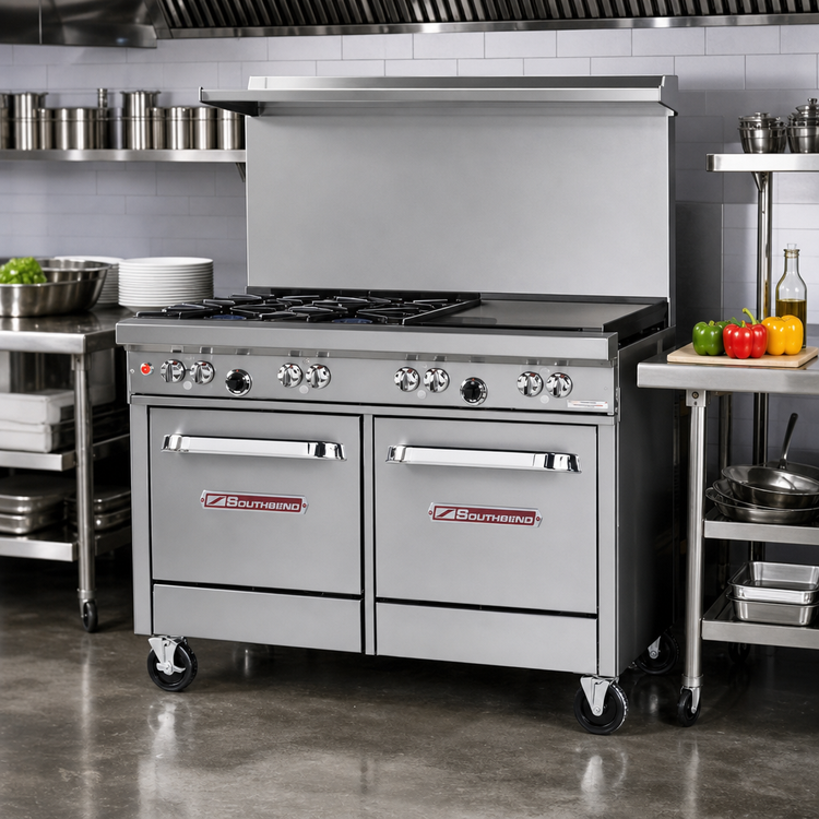 Product image #2 for Southbend Ultimate 48-Inch Gas Restaurant Range with Griddle and Two Space Saver Ovens