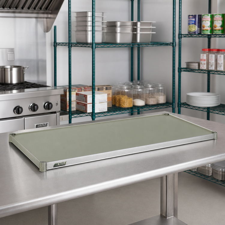 Product image #2 for Eagle Group Valu-Gard Solid Commercial Shelf, 60 x 18 Inch, Green Epoxy-Coated Galvanized Steel, 400 lb Capacity