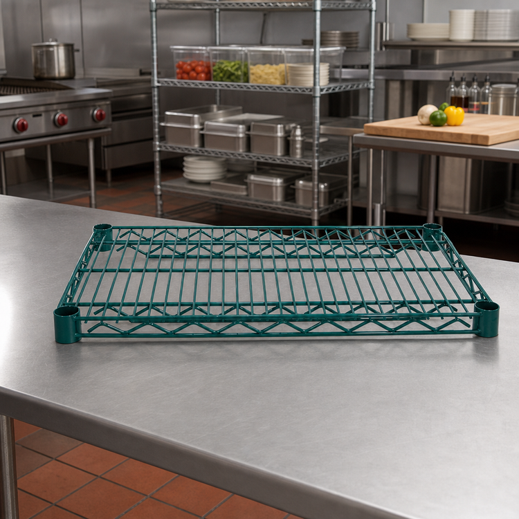 Product image #3 for Advance Tabco Special Value Series Heavy Duty 24 x 18 Inch Green Epoxy Coated Wire Shelf