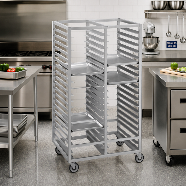 Product image #2 for Channel Manufacturing Standard Series Double Section Aluminum Cafeteria Tray Rack, 60 Tray Capacity, 14 x 18 Inch Trays