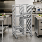 Thumbnail image #2 for Channel Manufacturing 458A Double-Section Aluminum Cafeteria Tray Rack, 60-Tray Capacity, 14 x 18-Inch Trays, 4-Inch Spacing