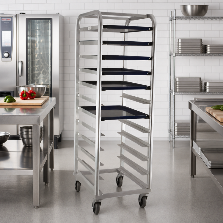 Product image #2 for New Age Mobile End-Loading Open-Side Aluminum Platter Rack for 12 12" x 26" Platters