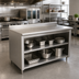Thumbnail image #2 for Advance Tabco 108 Inch x 30 Inch Open Front Cabinet Base Work Table with Mid-Shelf, 14 Gauge 304 Stainless Steel Top and 1-1/2 Inch Rear Up-Turn