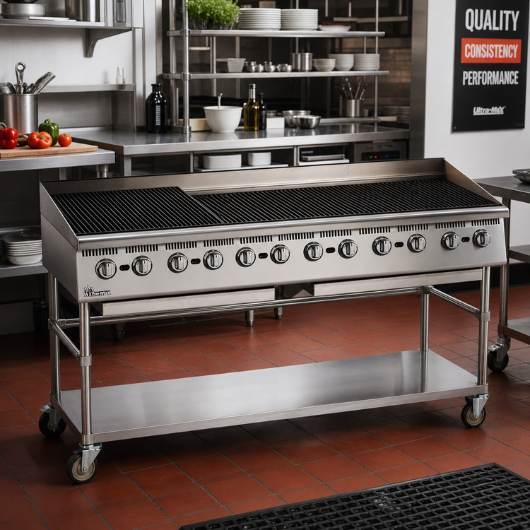 Product image #2 for Ultra-Max 72-Inch Radiant Natural Gas Charbroiler, 12 Manual Controls, 240,000 BTU