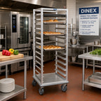 Thumbnail image #2 for Dinex DXPRIU5810 Mobile Aluminum Pan Rack, Open-Sided, Adjustable Slides, 20 12" x 20" or 10 18" x 26" Pans