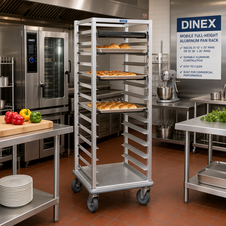 Product image #2 for Dinex Mobile Full-Height Aluminum Pan Rack for 20 12" x 20" or 10 18" x 26" Pans