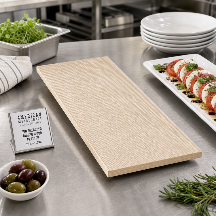 Product image #3 for American Metalcraft Hampton Collection Sun-Bleached Ribbed Wood Platter, 17-3/4 Inches Long
