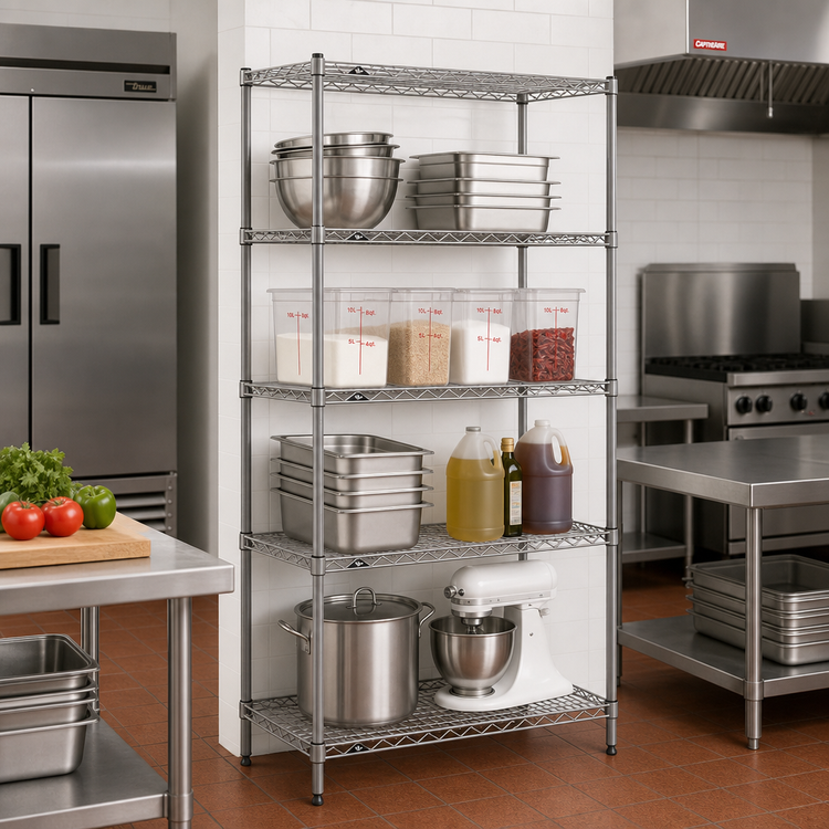 Product image #2 for Super Erecta 24" W x 21" D x 63" H Stationary Starter Wire Shelving Unit with 4 Shelves, Gray Epoxy Finish